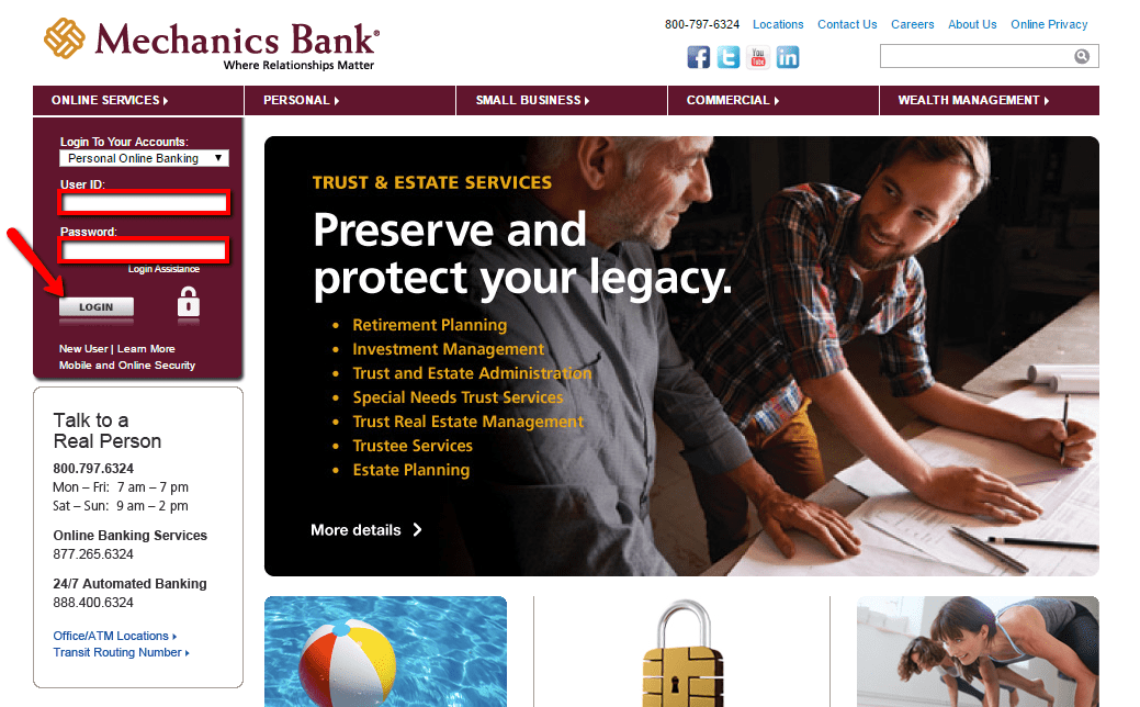 Mechanics Bank Online Banking Login