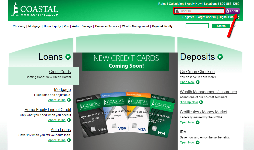 Coastal Federal Credit Union Online Banking Login CC Bank