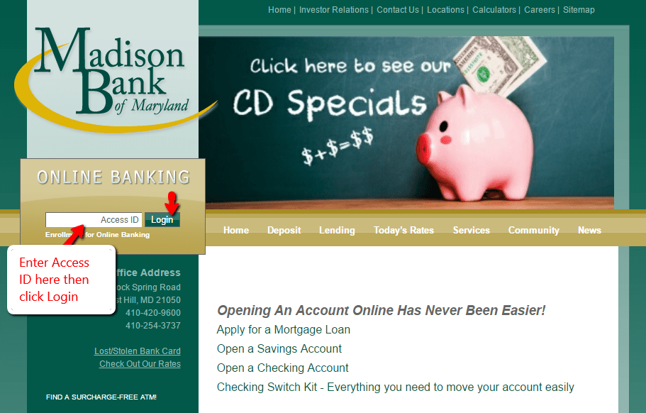 Madison Bank of Maryland Online Banking Login