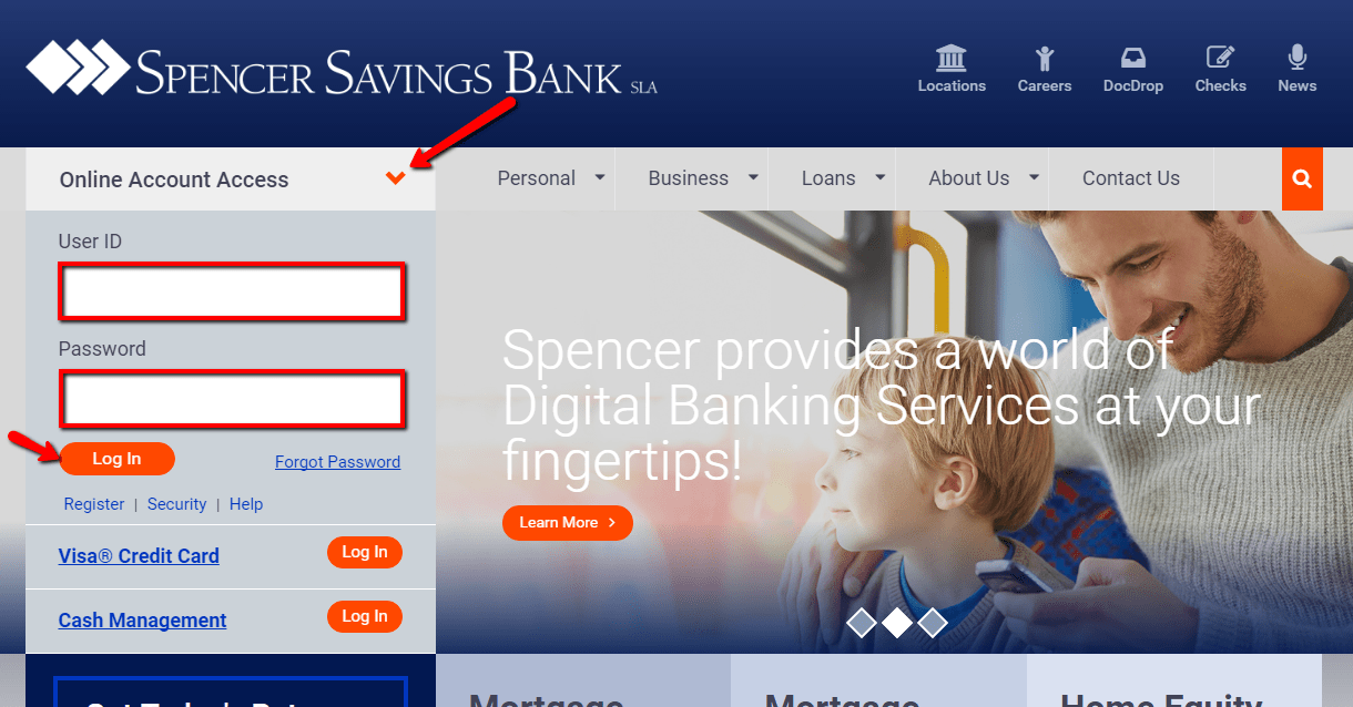 Spencer Savings Bank Online Banking Login CC Bank
