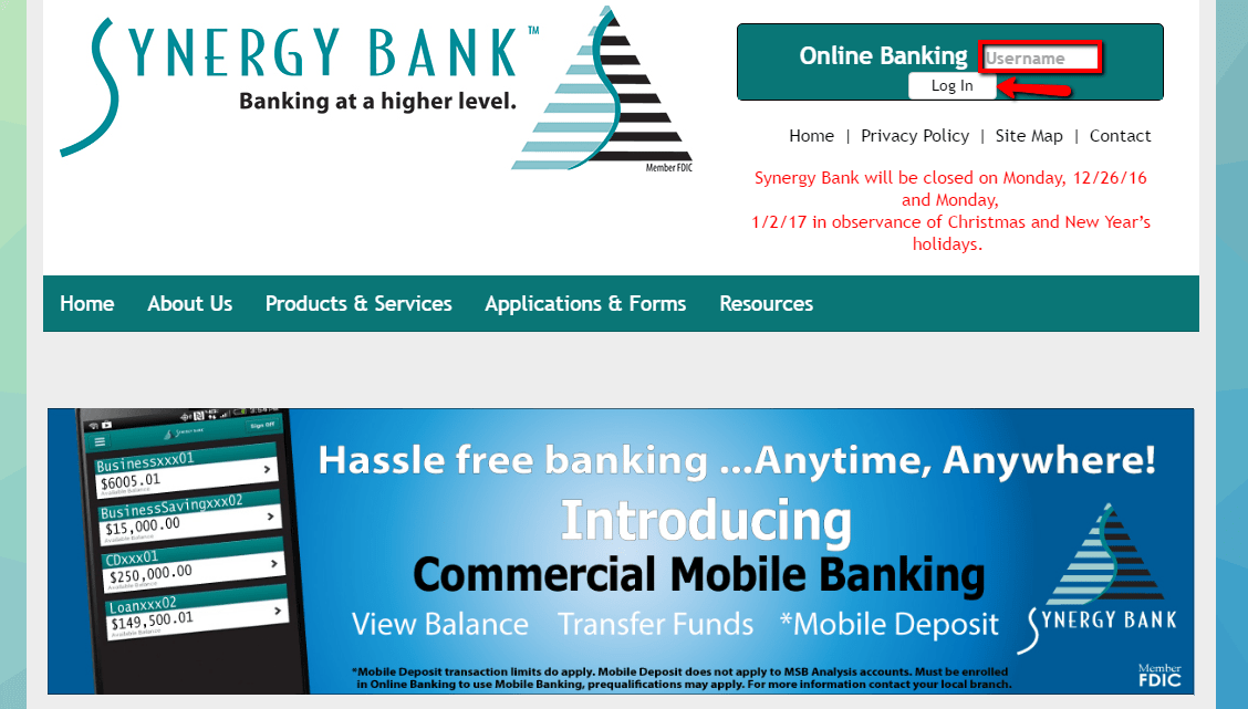 Synergy Bank Online Banking Login CC Bank
