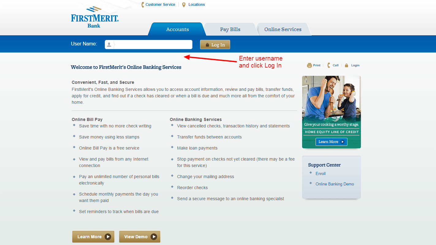 login FirstMerit Bank