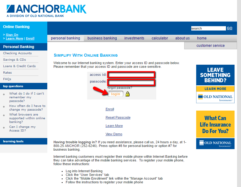 Anchor Bank Online Banking Login - CC Bank