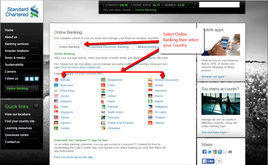 Standard Chartered Bank Online Banking Login CC Bank