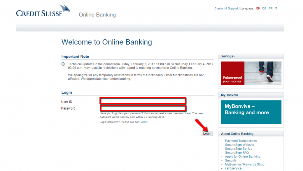 Credit Suisse Online Banking Login - CC Bank