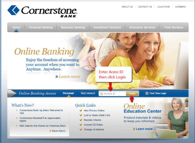 cornerstone bank login