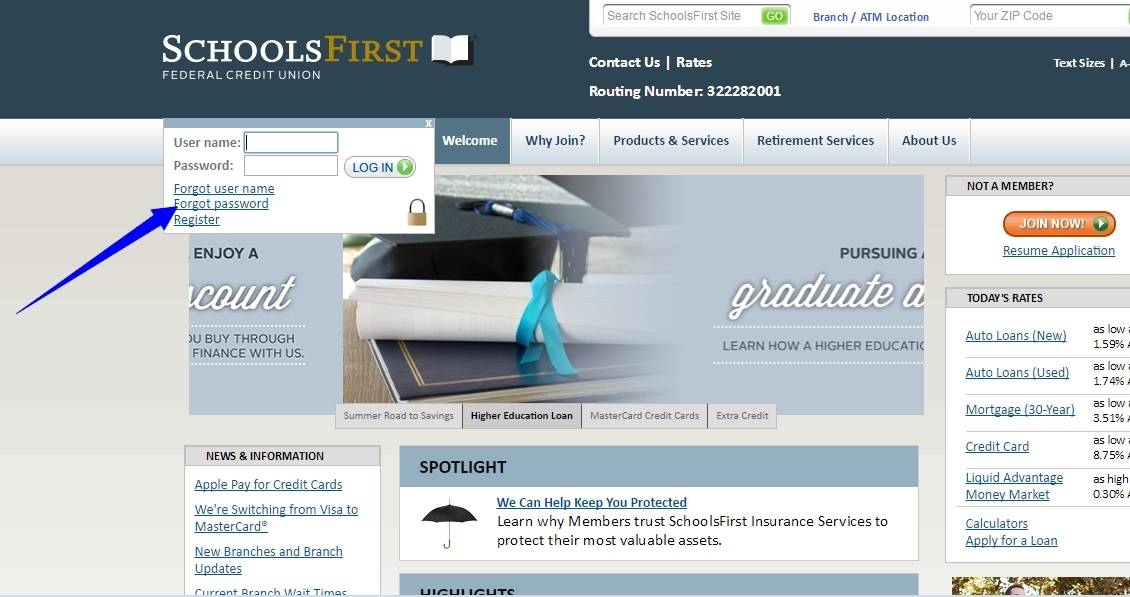 SchoolsFirst Federal Credit Union Online Banking Login CC Bank