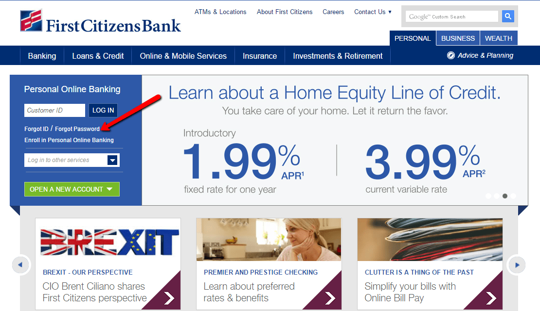 citizens bank online login