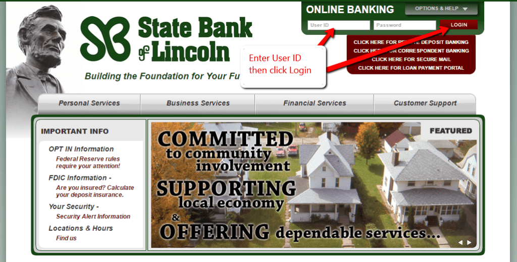 State Bank of Lincoln Online Banking Login CC Bank