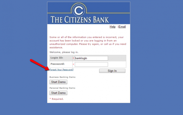 citizens bank online login