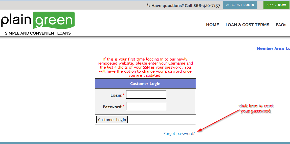 reset plain green password