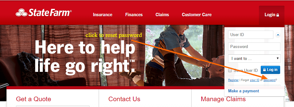 statefarm password reset