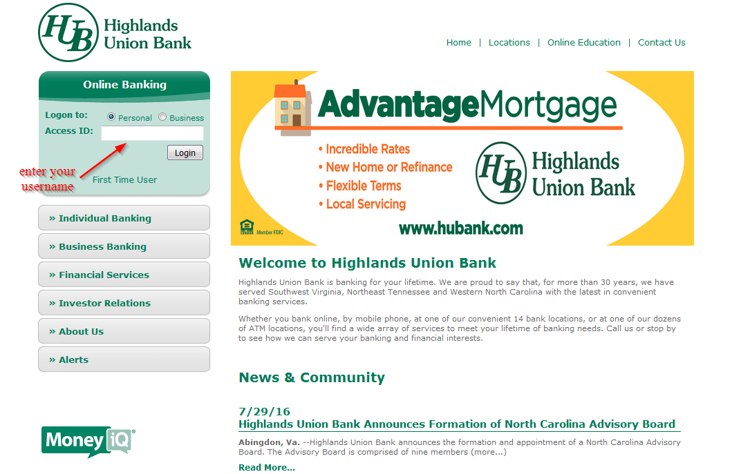 highland bank phone number