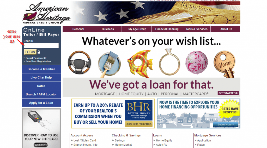 American Heritage Federal Credit Union Online Banking Login CC Bank