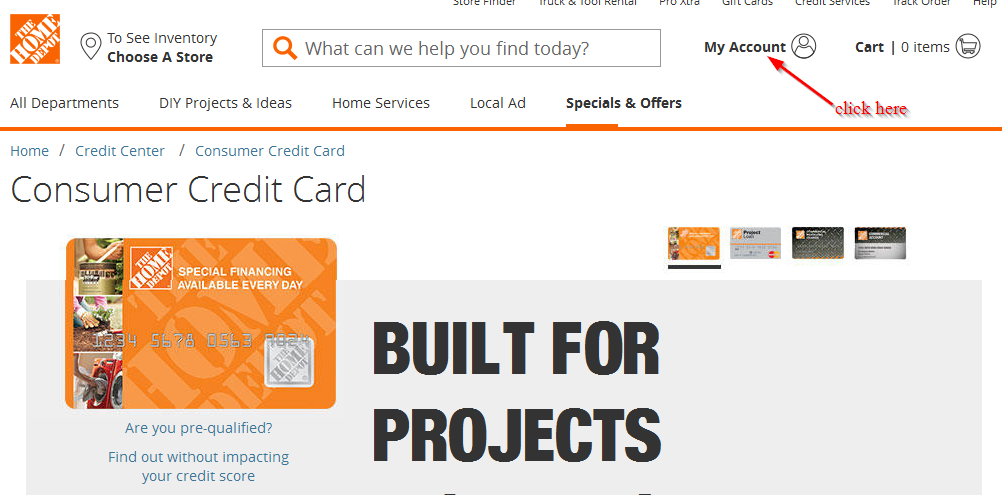 home depot credit card login