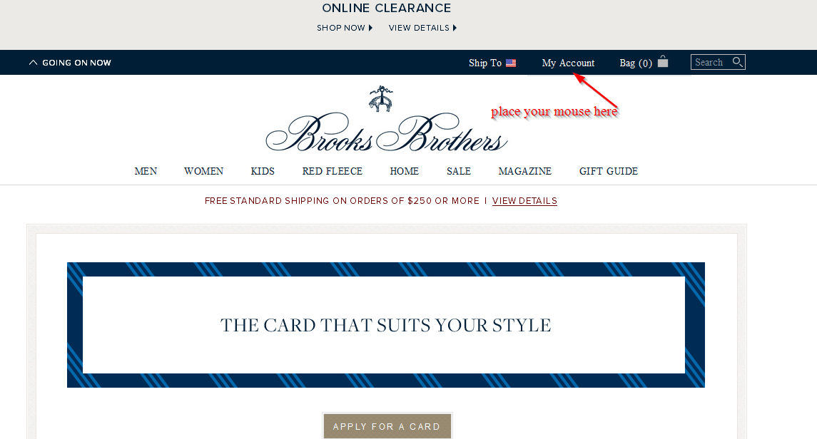 brooks brothers login credit card