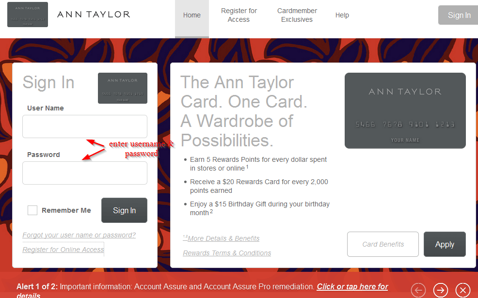 Ann Taylor Credit Card Online Login - CC Bank