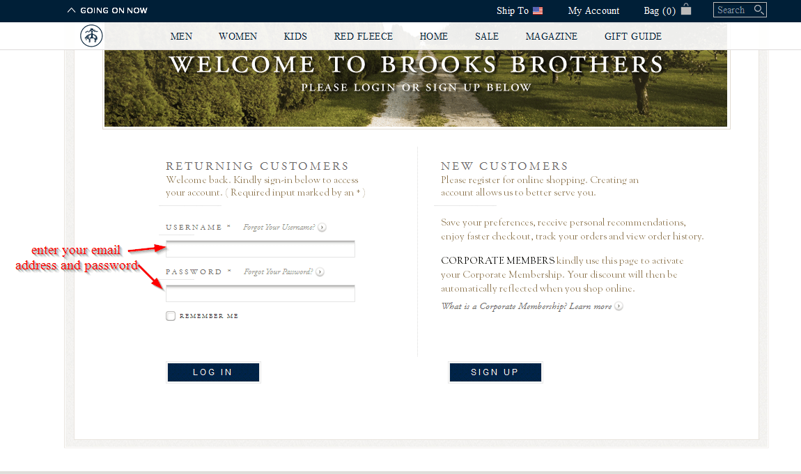 brooks brothers login credit card