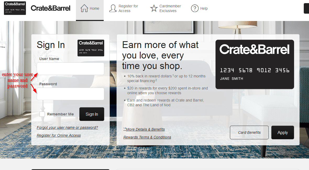 Crate And Barrel Credit Card Online Login CC Bank