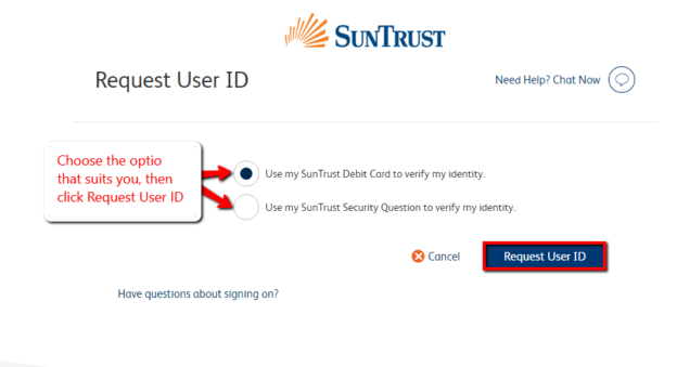 suntrust online banking login in page