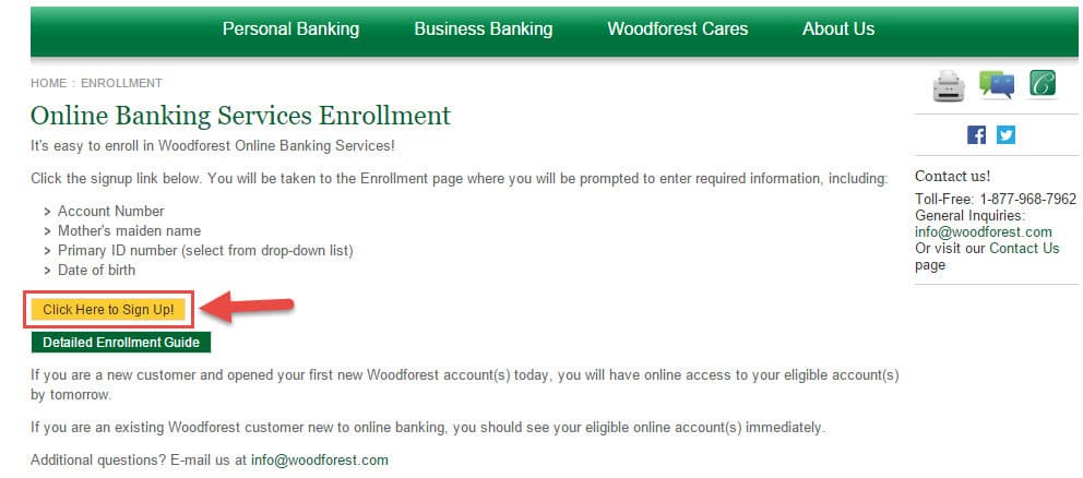 woodforest-enrollment-page